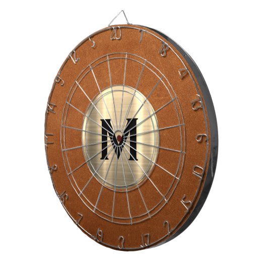 Einfache Ledergoldmonogramm Dartscheibe (Vorderseite rechts)