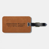 Einfache Ledergoldmonogramm Gepäckanhänger (Rückseite horizontal)