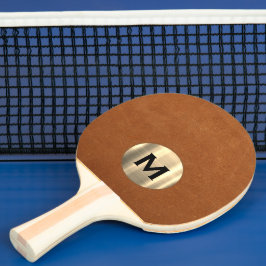 Einfache Ledergoldmonogramm Tischtennis Schläger
