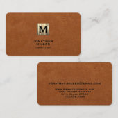 Einfache Ledergoldmonogramm Visitenkarte (Vorne/Hinten)