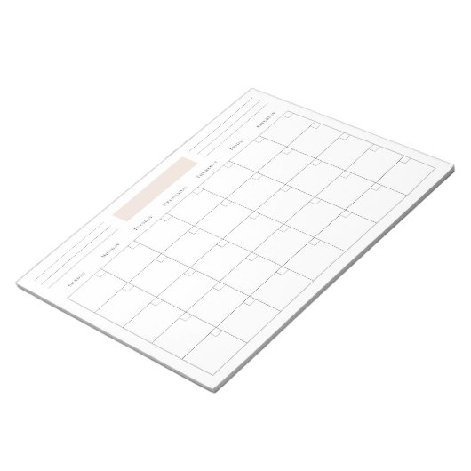 Einfache leere monatliche Kalenderplanung Notizblock (angewinkelt)