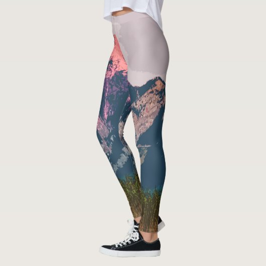 Einfache Leggings der Gebirgslandschaftsgrafik-| (Links)