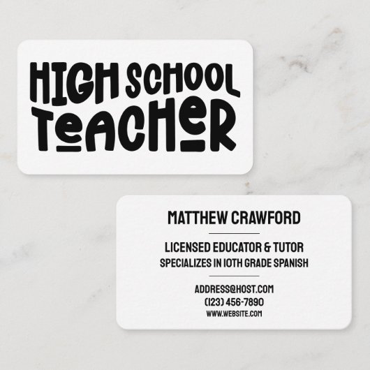 Einfache Lehrerin Visitenkarte (Vorne/Hinten)