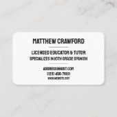 Einfache Lehrerin Visitenkarte (Rückseite)