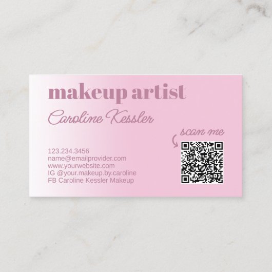 Einfache leichte Baumwolle Candy Pink White Callig Visitenkarte (Rückseite)