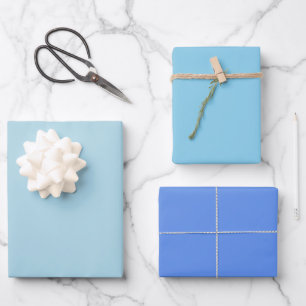 Einfache leichte Himmelsblumen-Blau-Töne 3 Nuancen Geschenkpapier Set