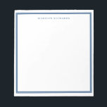 Einfache leichte Navy Blue Border Personalisiert Notizblock<br><div class="desc">Personalisierter Notepad</div>