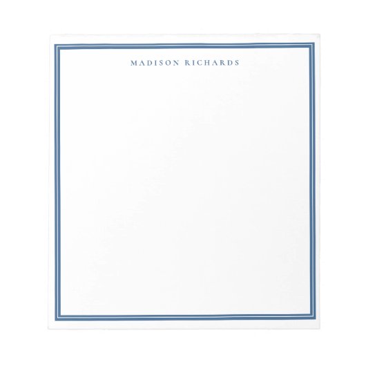 Einfache leichte Navy Blue Border Personalisiert Notizblock (Vorderseite)