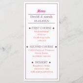 Einfache leichte Rose - individuelles Hochzeitsess Menükarte (Vorderseite)