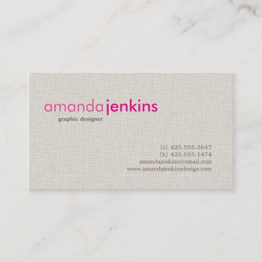 Einfache LeinenTelefonkarte Telefonnummerkarte (Vorderseite)