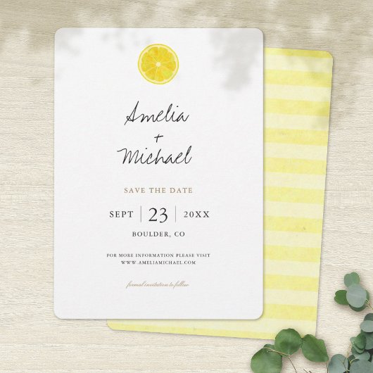 Einfache Lemon Save the Date Einladungskarte