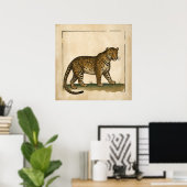 Einfache Leopardenkunst im alten Stil Poster (Heimbüro)