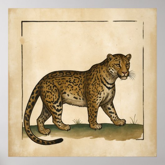 Einfache Leopardenkunst im alten Stil Poster (Vorne)