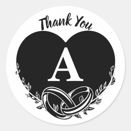 Einfache Letter A Heart Foliage Hochzeit Vielen Da Runder Aufkleber (Vorderseite)