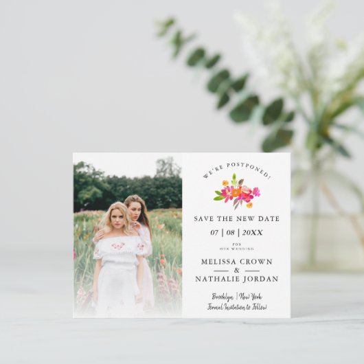 Einfache LGTB Verlobte Veränderung Datum Postkarte (Stehend Vorderseite)