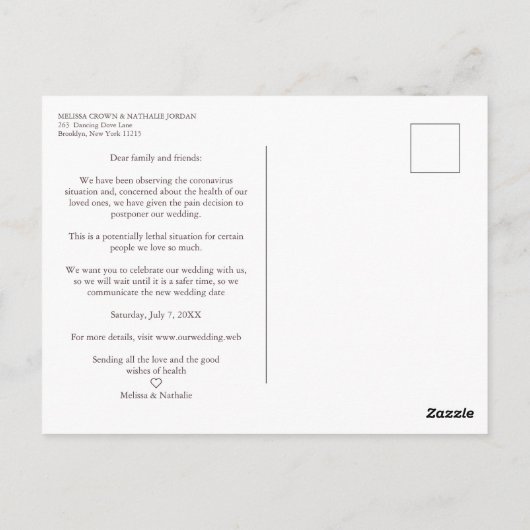 Einfache LGTB Verlobte Veränderung Datum Postkarte (Rückseite)