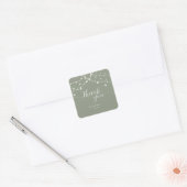 Einfache Lichterkette Hellgrün Hochzeit Quadratischer Aufkleber (Umschlag)