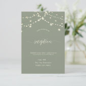Einfache Lichterkette Hochzeit Sagegrün Einladung (Stehend Vorderseite)