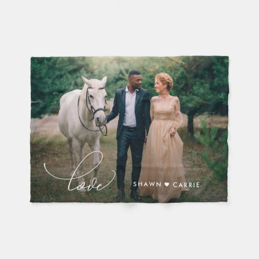 Einfache Liebe bearbeitbare Farbe Personalisierte Fleecedecke (Vorderseite (Horizontal))