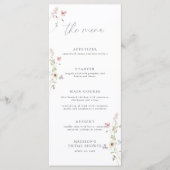 Einfache Liebe der Wildblume im Brautparty-Menü Menükarte (Vorderseite)