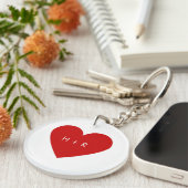 Einfache Liebe des Roten Herzens Paare Monogramm M Schlüsselanhänger (Vorderseite rechts)