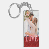 Einfache Liebe Foto- und Textnachricht-Valentinsta Schlüsselanhänger (Vorderseite links)