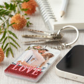 Einfache Liebe Foto- und Textnachricht-Valentinsta Schlüsselanhänger (Vorderseite rechts)