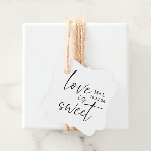 Einfache Liebe ist eine süße Kalligrafie-Hochzeit Geschenkanhänger (Beispiel)