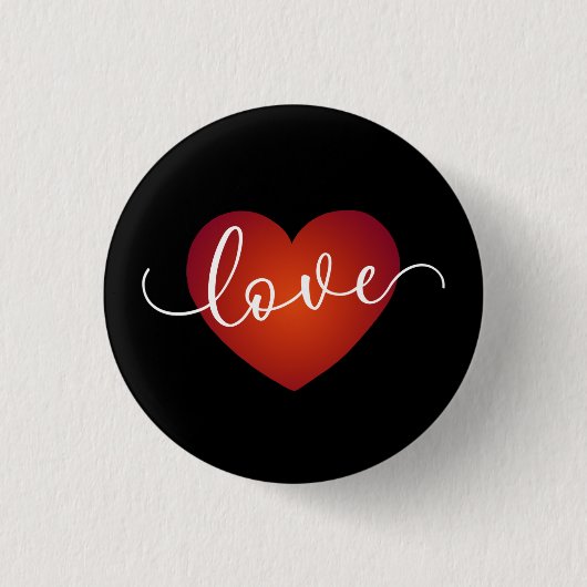 Einfache Liebe Kalligraphie Valentine | Schaltfläc Button (Vorderseite)