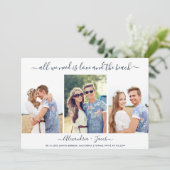 Einfache Liebe mit drei Fotos und die Hochzeit am Save The Date (Stehend Vorderseite)