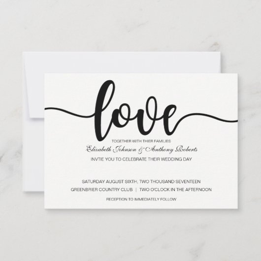 Einfache Liebe | Moderne Einladungen für Hochzeite (Vorderseite)