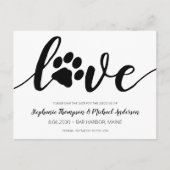 Einfache Liebe Paw Print Wedding Save the Date Ankündigungspostkarte (Vorderseite)