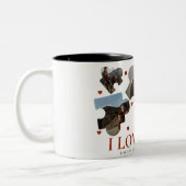 Einfache Liebe Puzzle valentine's day Par 5 Foto Zweifarbige Tasse (Links)