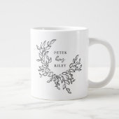 Einfache Liebe Script Botanische Kranzpaare Jumbo-Tasse (Rechts)