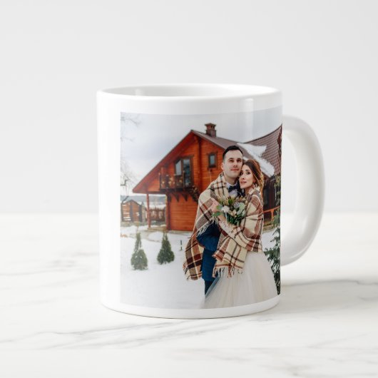 Einfache Liebe Script Botanische Krustenpaare Foto Jumbo-Tasse (Vorderseite Rechts)