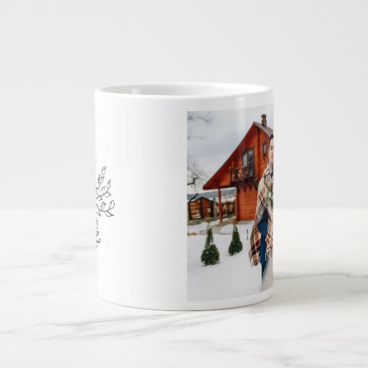 Einfache Liebe Script Botanische Krustenpaare Foto Jumbo-Tasse (Vorderseite)