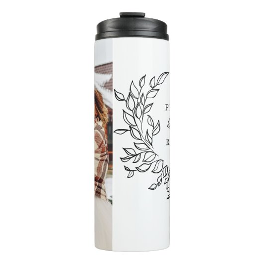 Einfache Liebe Script Botanische Krustenpaare Foto Thermosbecher (Vorderseite)