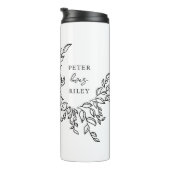 Einfache Liebe Script Botanische Krustenpaare Foto Thermosbecher (Nach rechts gedreht)