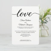 Einfache Liebe Script Elopement Hochzeitsempfang Einladung (Stehend Vorderseite)