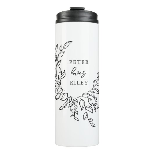 Einfache Liebe Skript Botanische Krustenpaare Gesc Thermosbecher (Vorderseite)