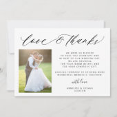 Einfache Liebe und dank 2 Fotos Hochzeit Dankeskarte (Vorderseite)