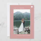 Einfache Liebe und Dank Herz Foto Rosa Rosa Dankeskarte (Vorderseite)