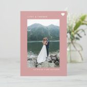 Einfache Liebe und Dank Herz Foto Rosa Rosa Dankeskarte (Stehend Vorderseite)