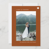 Einfache Liebe und dank Herz Foto Terracotta Dankeskarte (Vorderseite)