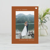 Einfache Liebe und dank Herz Foto Terracotta Dankeskarte (Stehend Vorderseite)