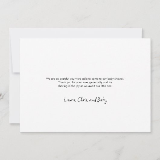 Einfache Liebe und dank Herzenskript Babydusche Dankeskarte (Rückseite)