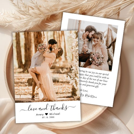 Einfache Liebe und dank Script Heart Foto Wedding Dankeskarte