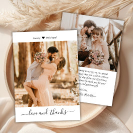 Einfache Liebe und dank Script Heart Foto Wedding Dankeskarte