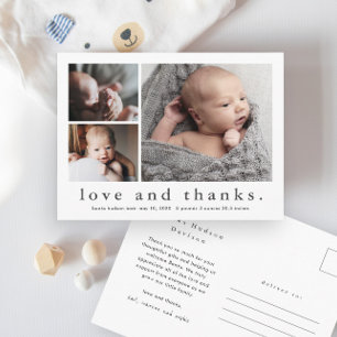 Einfache Liebe und danke 3 Foto Baby Vielen Dank Postkarte