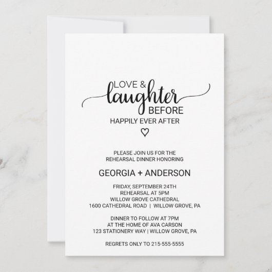 Einfache Liebe und Lacher vor glücklichem Ever Einladung (Vorderseite)